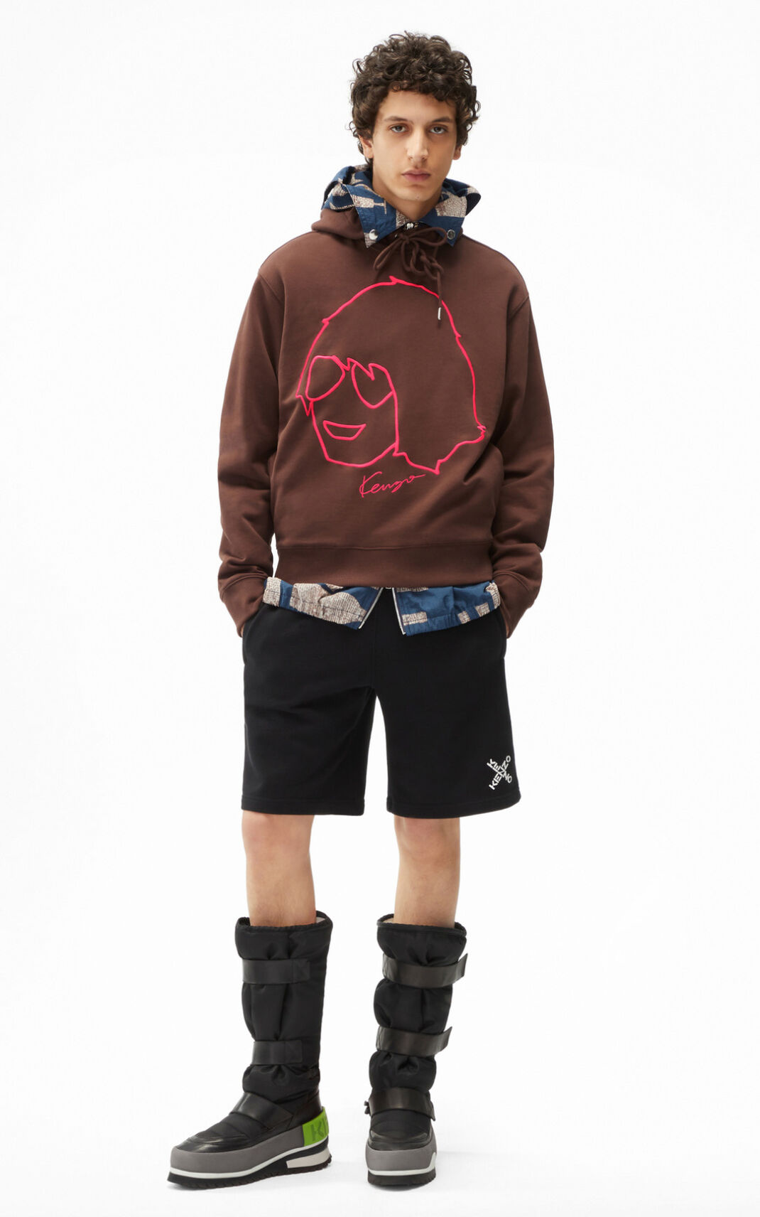 Sweat A Capuche Kenzo Tribute Homme Marron Foncé | OTWB-21396